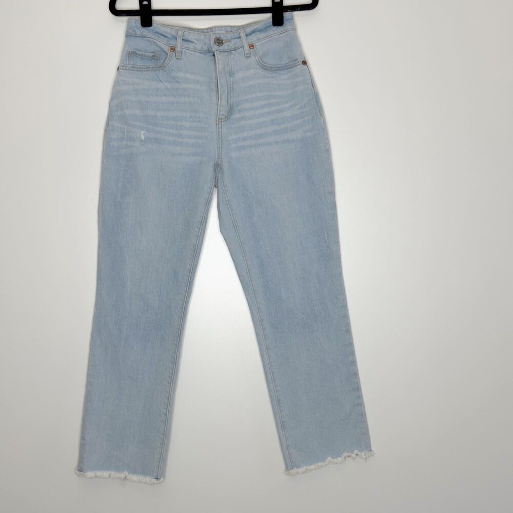 Ann Taylor Loft Curvy High Waist Straight Crop Raw Hem Jeans Women's 00 / 24